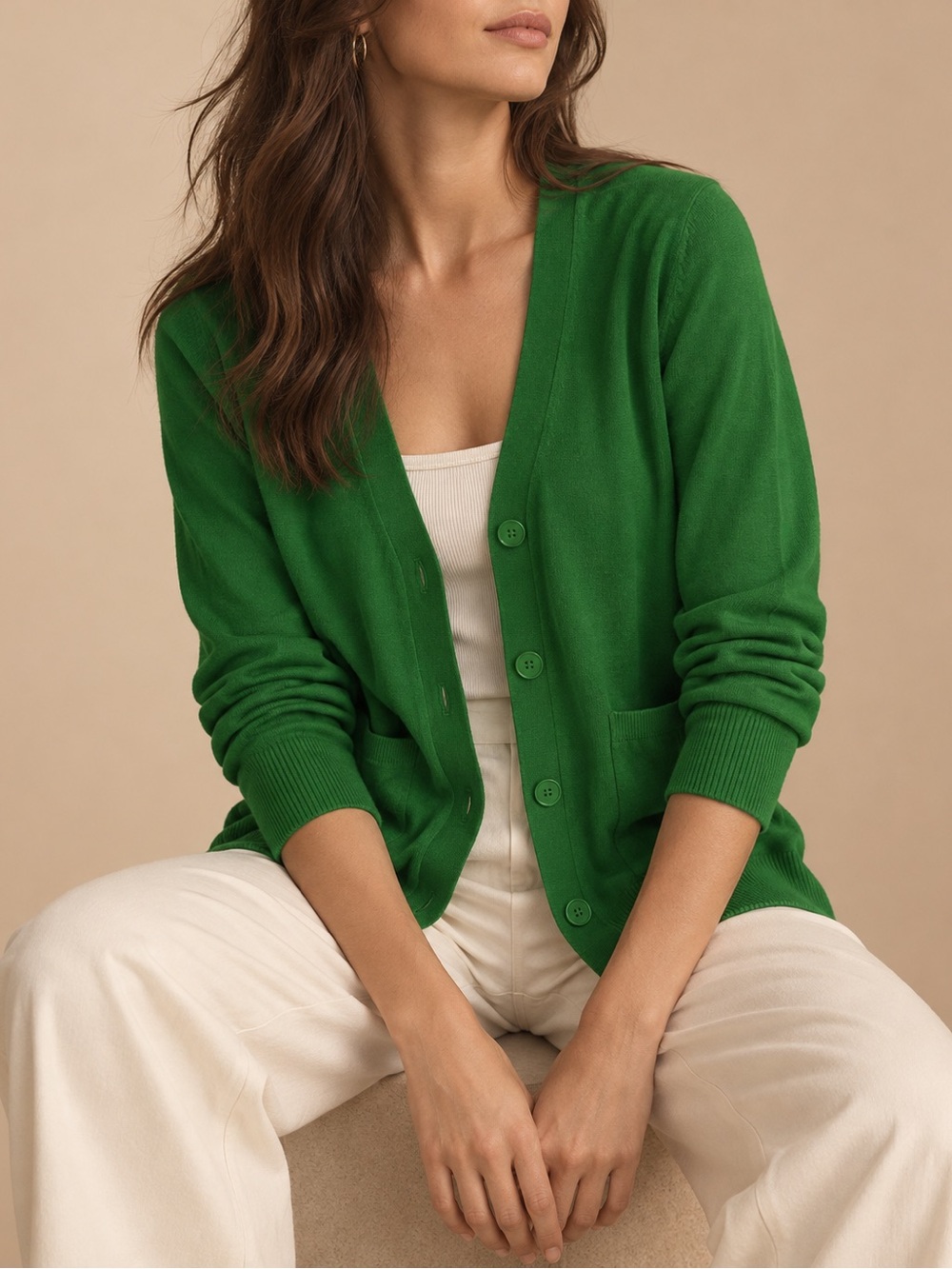 Talbots Green Button Front Cardigan Sweater Size M